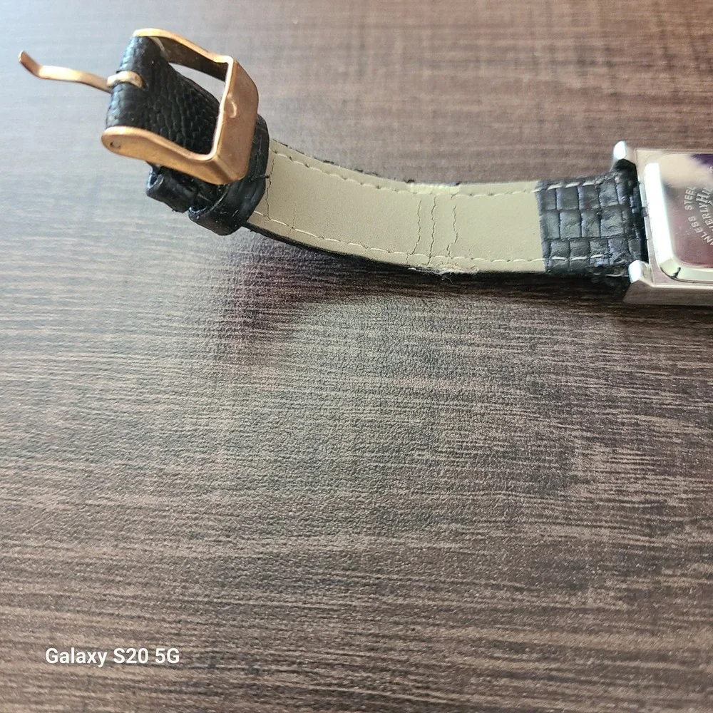 Beverly Hills Polo Club Watch Black Dial Gold Accents Rectangle Womens Pre-Owned
